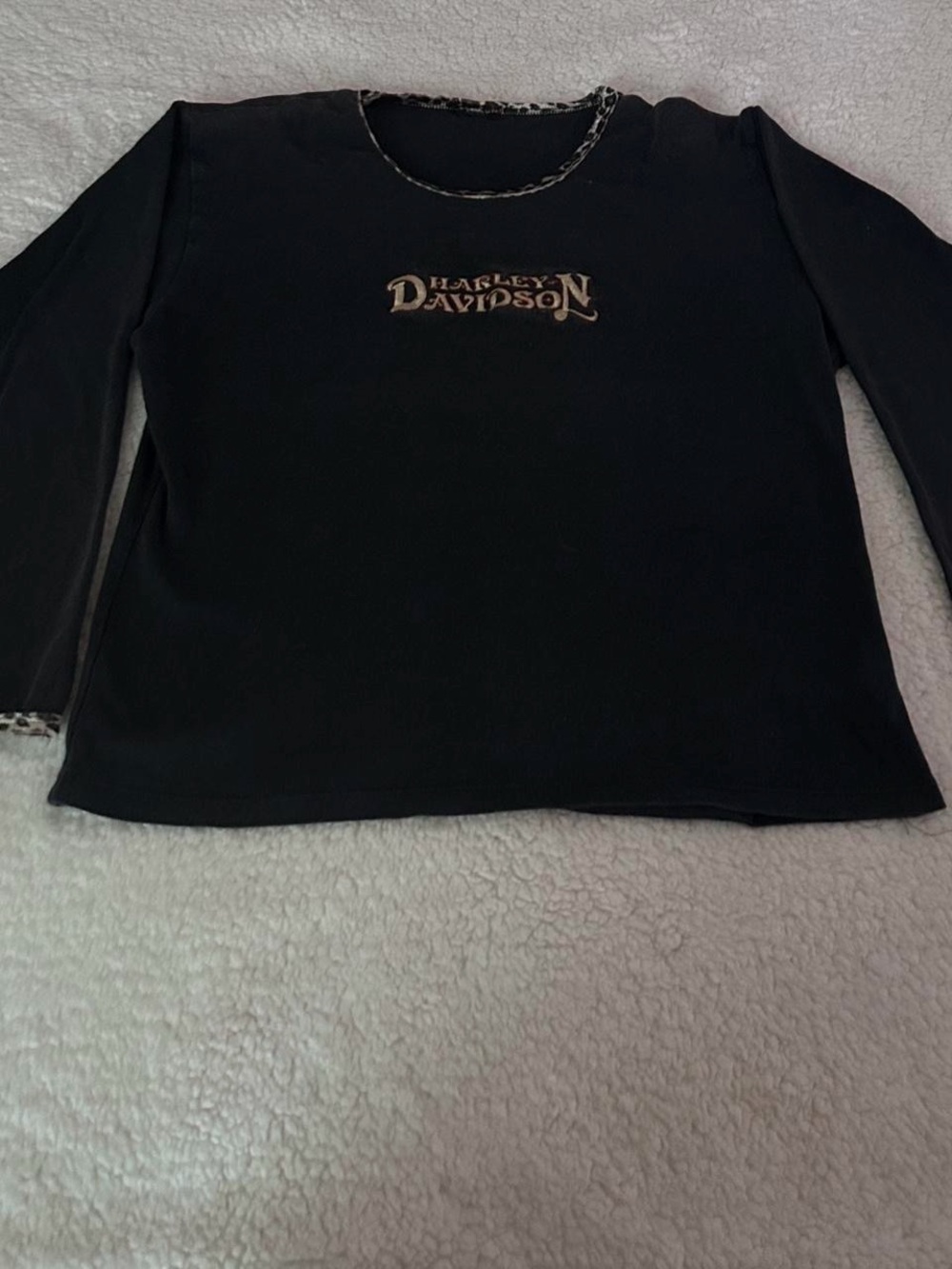 Harley-Davidson Black Long Sleeve Top with Center Script Logo